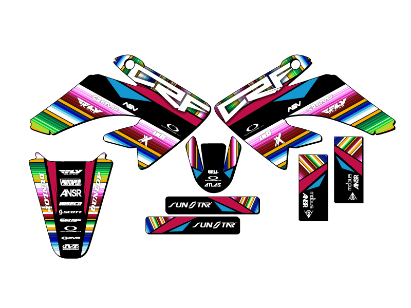 2004-2013 CRF 70 SERAPE Black Senge Graphics Kit Compatible with Honda - Picture 2 of 10