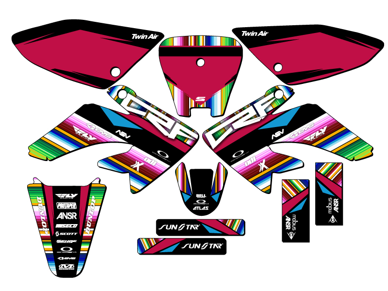 2004-2013 CRF 70 SERAPE Black Senge Graphics Kit Compatible with Honda - Picture 5 of 10