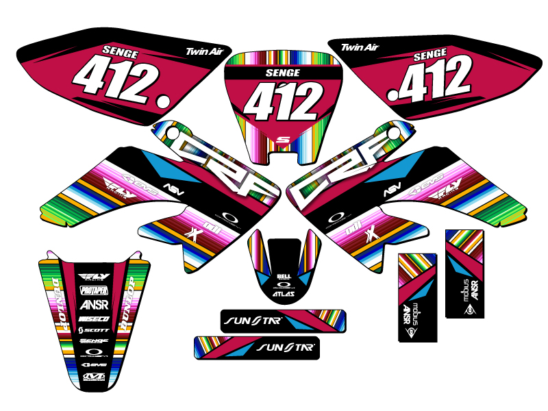 2004-2013 CRF 70 SERAPE Black Senge Graphics Kit Compatible with Honda - Picture 8 of 10