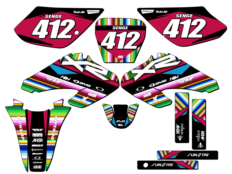 2001-2004 XR 100 SERAPE Black Senge Graphics Kit Compatible with Honda - Picture 8 of 10