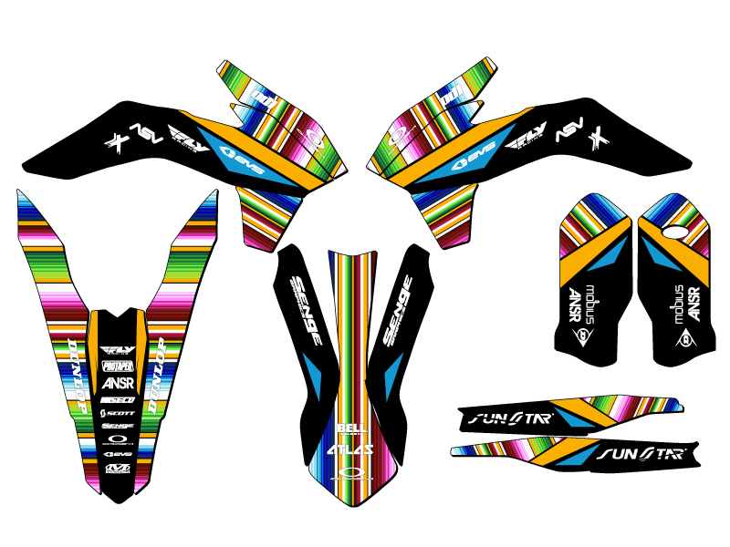 2015-2016 XC SERAPE Black Senge Graphics Kit Compatible with KTM - Picture 2 of 10