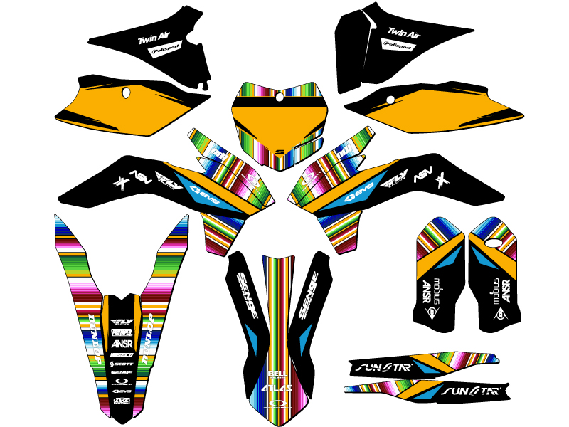 2015-2016 XC SERAPE Black Senge Graphics Kit Compatible with KTM - Picture 5 of 10