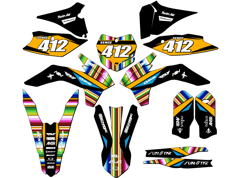 2015-2016 XC SERAPE Black Senge Graphics Kit Compatible with KTM - Picture 8 of 10