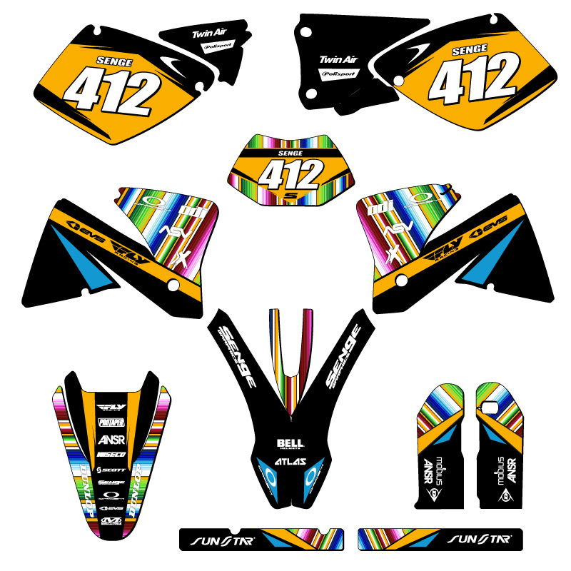 2001-2002 EXC SERAPE Black Senge Graphics Kit Compatible with KTM - Foto 8 di 10