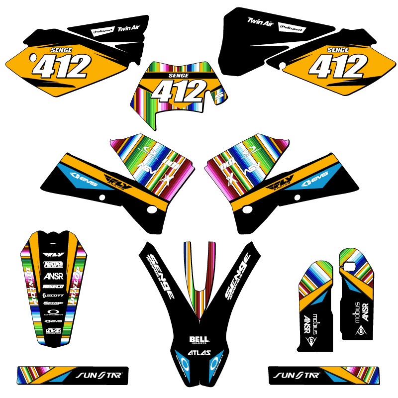 2005-2007 EXC SERAPE Black Senge Graphics Kit Compatible with KTM - Picture 8 of 10