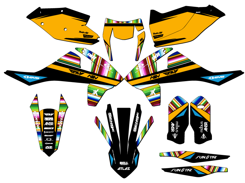 2017-2018 EXC SERAPE Black Senge Graphics Kit Compatible with KTM - Foto 5 di 10