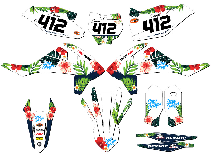 2016-2018 SXF TROPIC White Senge Graphics Kit Compatible with KTM - Picture 8 of 10