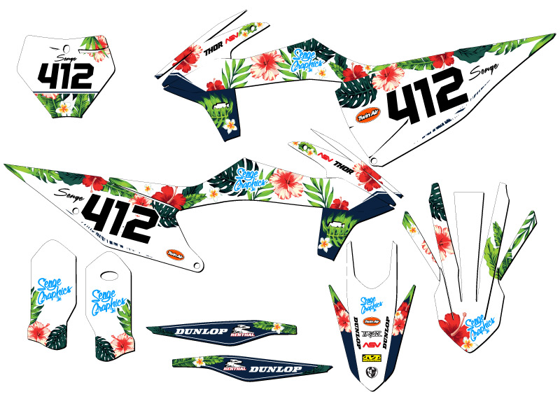 2019-2022 XCF TROPIC White Senge Graphics Kit Compatible with KTM - Picture 8 of 10
