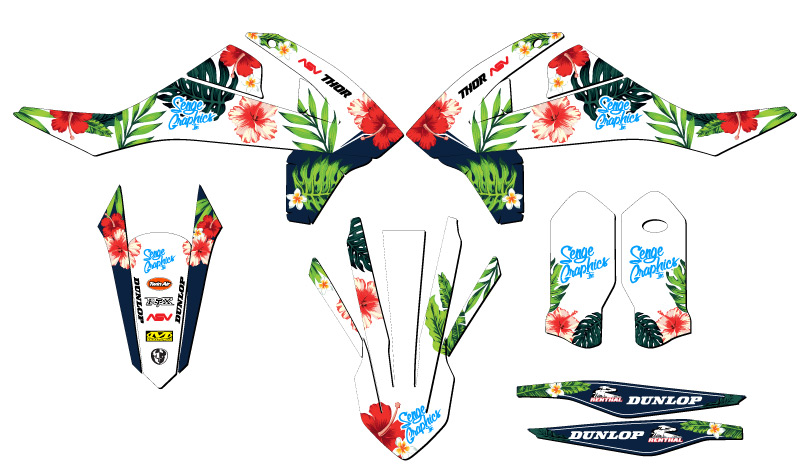 2017-2018 EXC TROPIC White Senge Graphics Kit Compatible with KTM - Foto 2 di 10