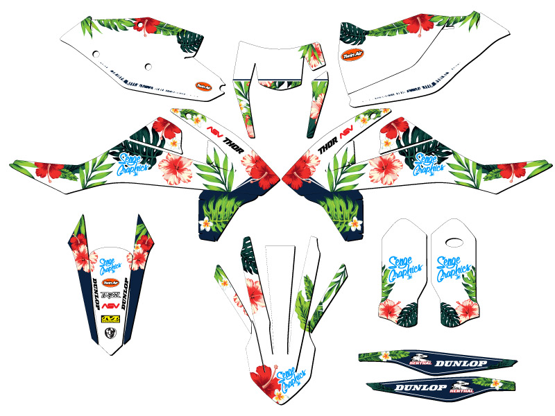 2017-2018 EXC TROPIC White Senge Graphics Kit Compatible with KTM - Foto 5 di 10