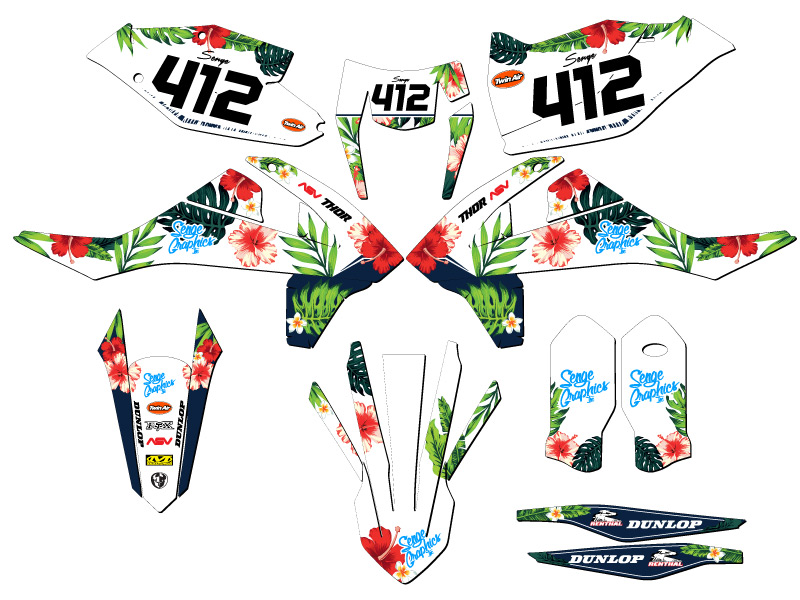 2017-2018 EXC TROPIC White Senge Graphics Kit Compatible with KTM - Foto 8 di 10
