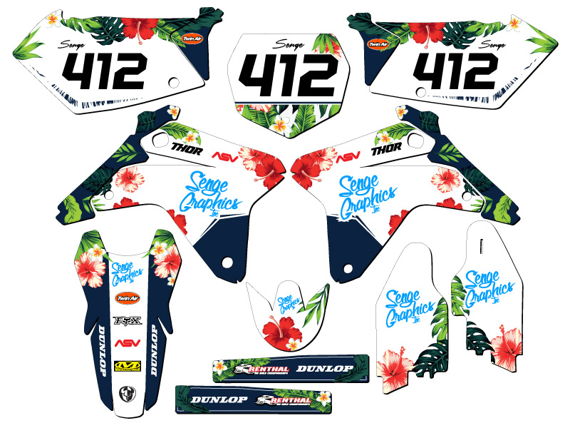 Kit de gráficos Senge 2005-2006 RMZ 450 TROPICAL blanco compatible con Suzuki - Imagen 8 de 10