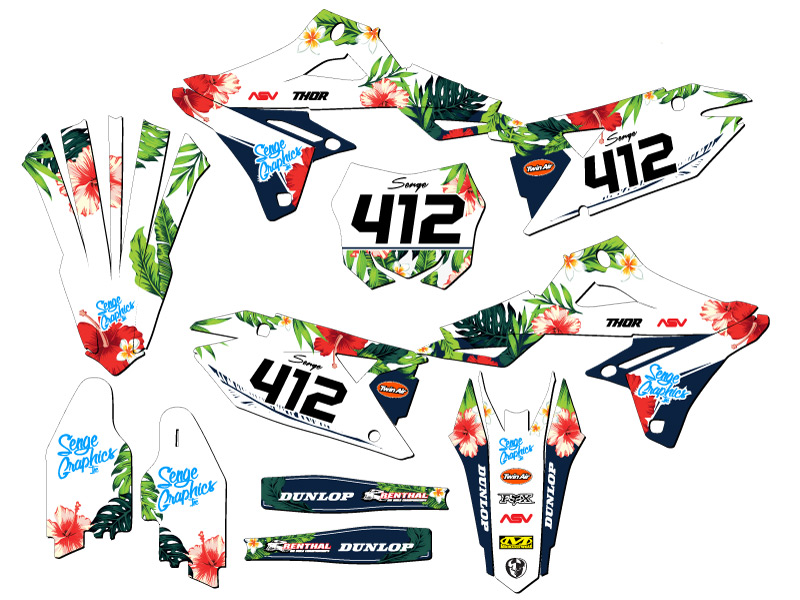 2018-2023 RMZ 450 TROPIC White Senge Graphics Kit Compatible with Suzuki - Picture 5 of 10