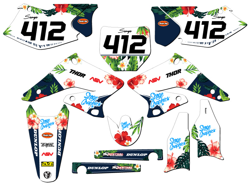 2004-2006 RMZ 250 TROPIC White Senge Graphics Kit Compatible with Suzuki - Picture 5 of 10