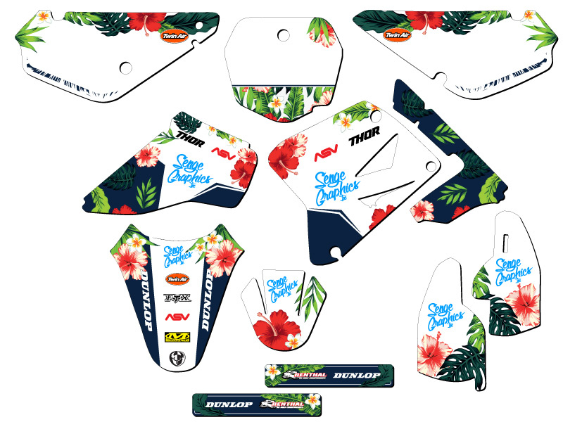 Kit de gráficos Senge 2005-2023 RM 85 TROPICAL blanco compatible con Suzuki - Imagen 2 de 10