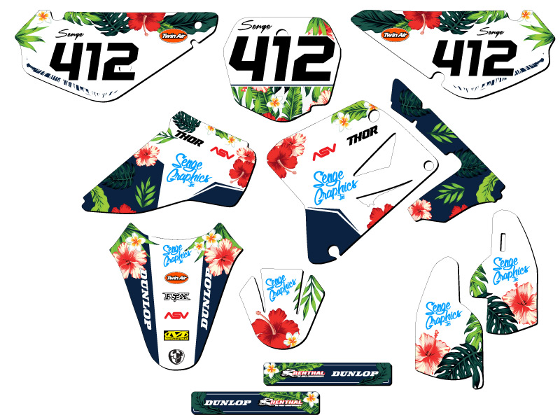Kit de gráficos Senge 2005-2023 RM 85 TROPICAL blanco compatible con Suzuki - Imagen 5 de 10
