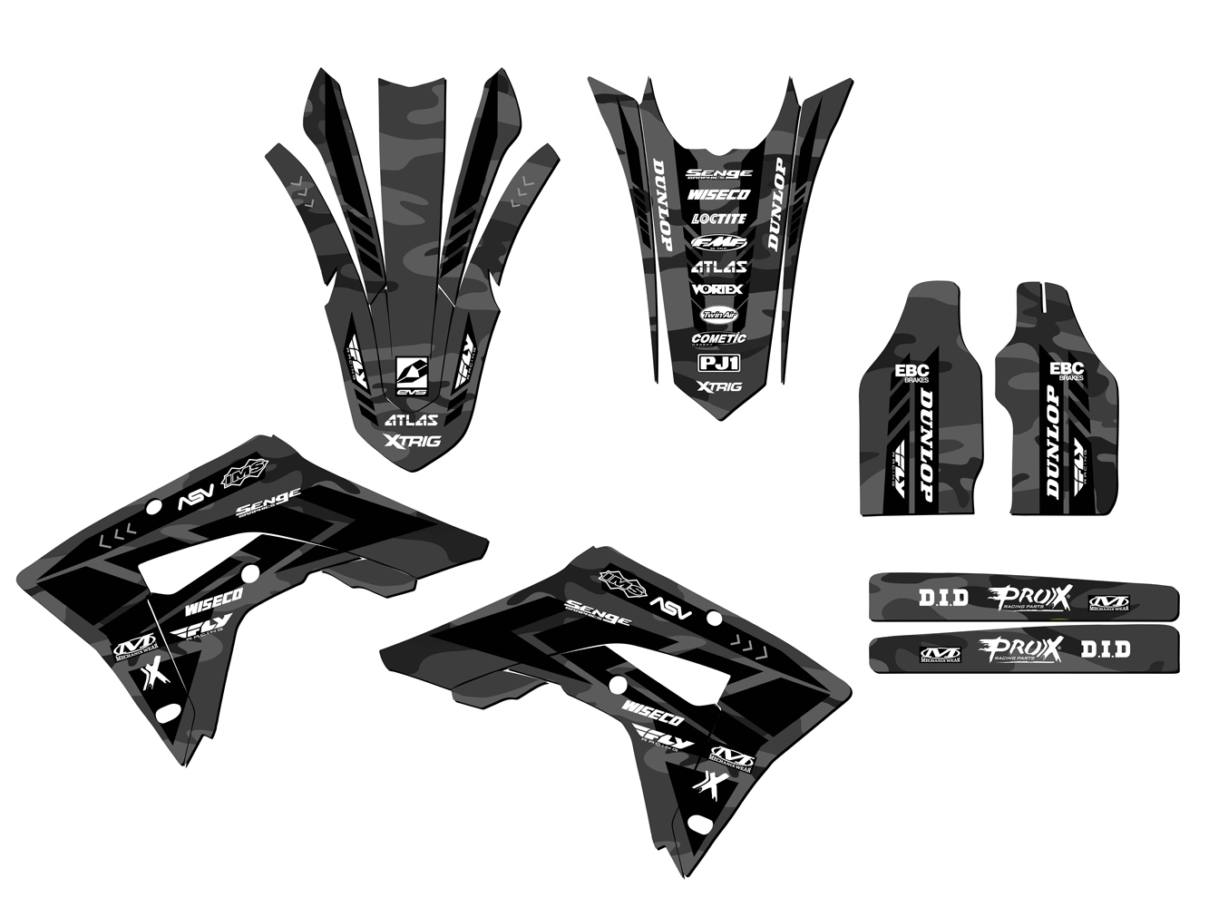 2017-2018 CRF 450 RX APACHE Grey Senge Graphics Kit Compatible with Honda - Picture 2 of 10