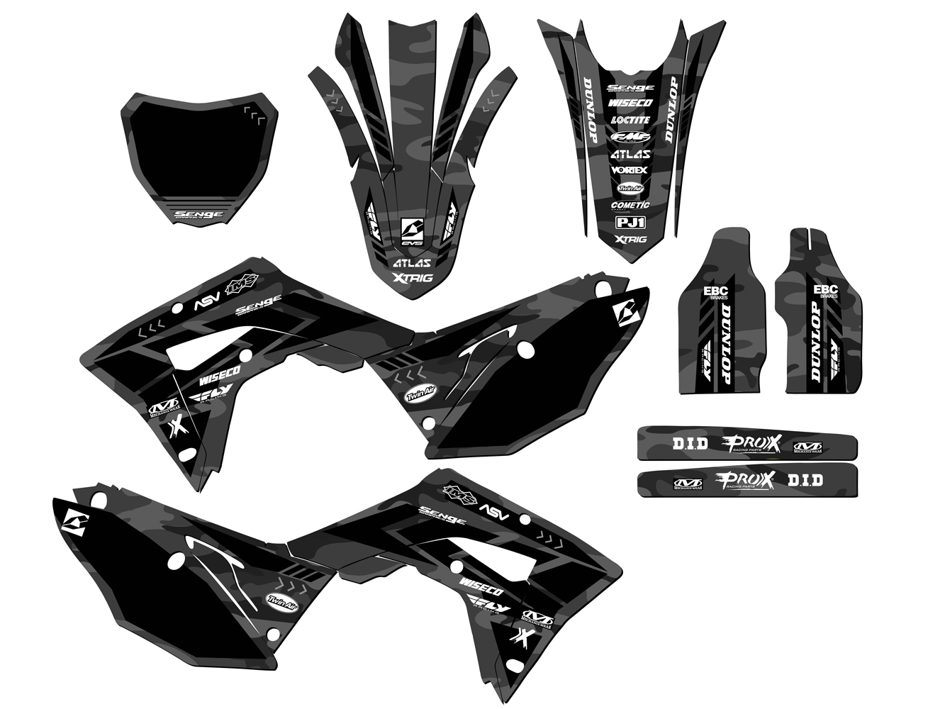 2017-2018 CRF 450 RX APACHE Grey Senge Graphics Kit Compatible with Honda - Picture 5 of 10