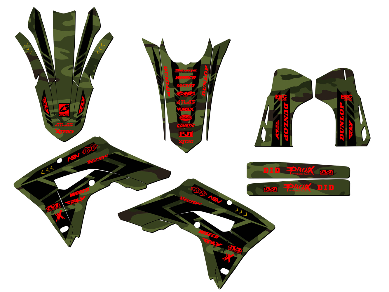 CRF 450 RX APACHE 2019-2020 Green Senge kit de gráficos compatible con Honda - Imagen 5 de 10