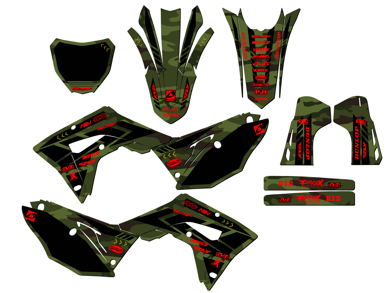 CRF 450 RX APACHE 2019-2020 Green Senge kit de gráficos compatible con Honda - Imagen 8 de 10
