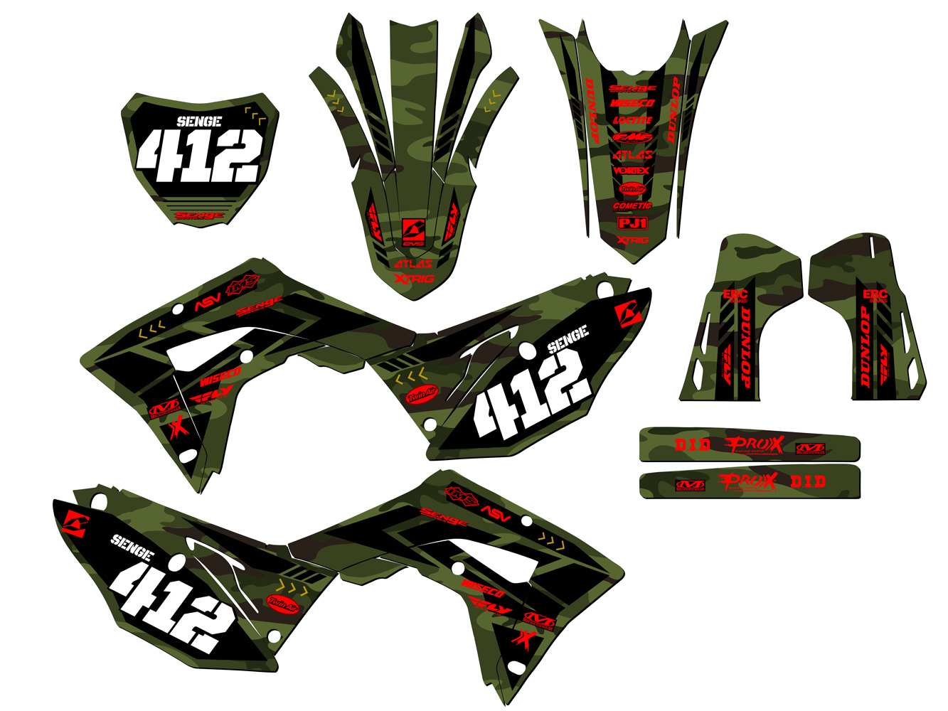 CRF 450 RX APACHE 2019-2020 Green Senge kit de gráficos compatible con Honda - Imagen 2 de 10