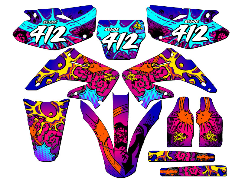 2004-2012 CR 125 R ZANY Pink Senge kit de gráficos compatible con Honda - Imagen 8 de 10