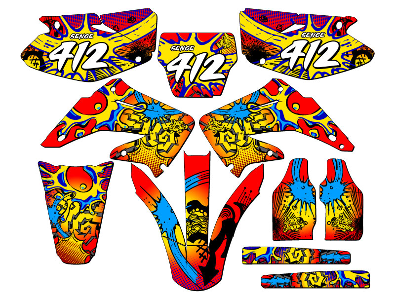 Kit de gráficos CR 125 R ZANY 2004-2012 rojo Senge compatible con Honda - Imagen 8 de 10