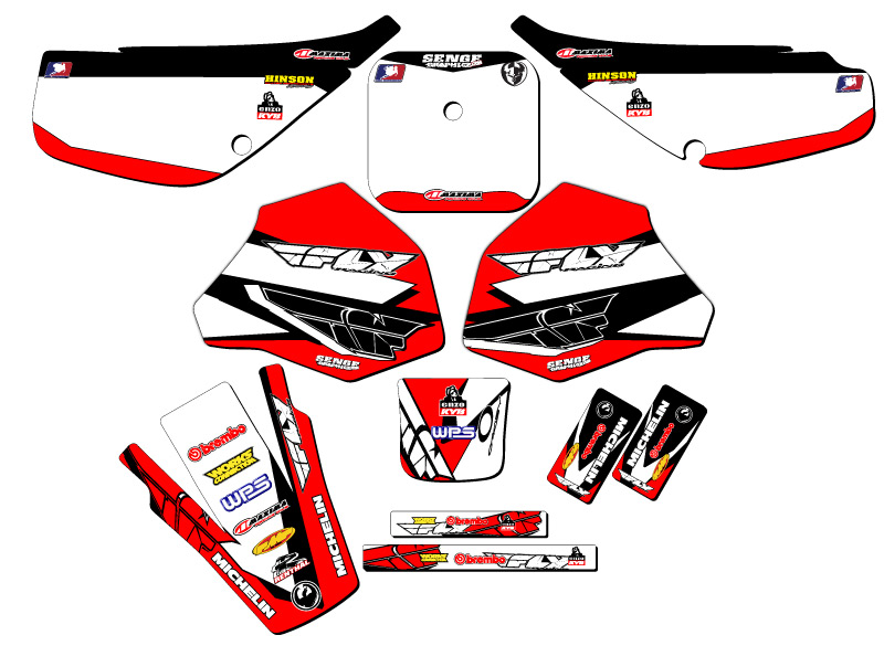 1985-2000 XR 100 13 FLY Red Senge Graphics Kit Compatible with Honda - Picture 2 of 10
