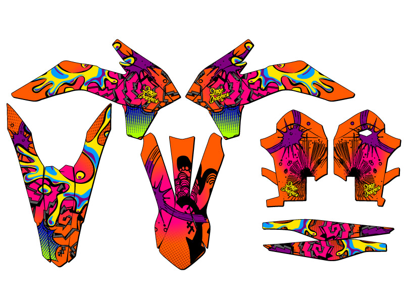 2014 EXC ZANY Orange Senge Graphics Kit Compatible with KTM - Picture 2 of 10