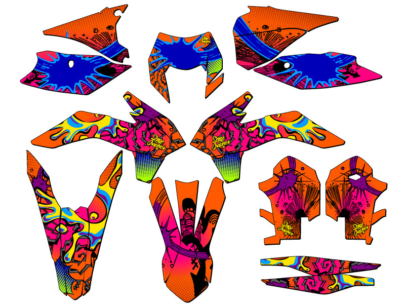 2014 EXC ZANY Orange Senge Graphics Kit Compatible with KTM - Picture 5 of 10