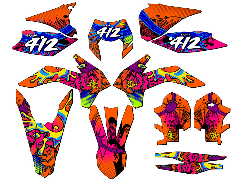 2014 EXC ZANY Orange Senge Graphics Kit Compatible with KTM - Picture 8 of 10