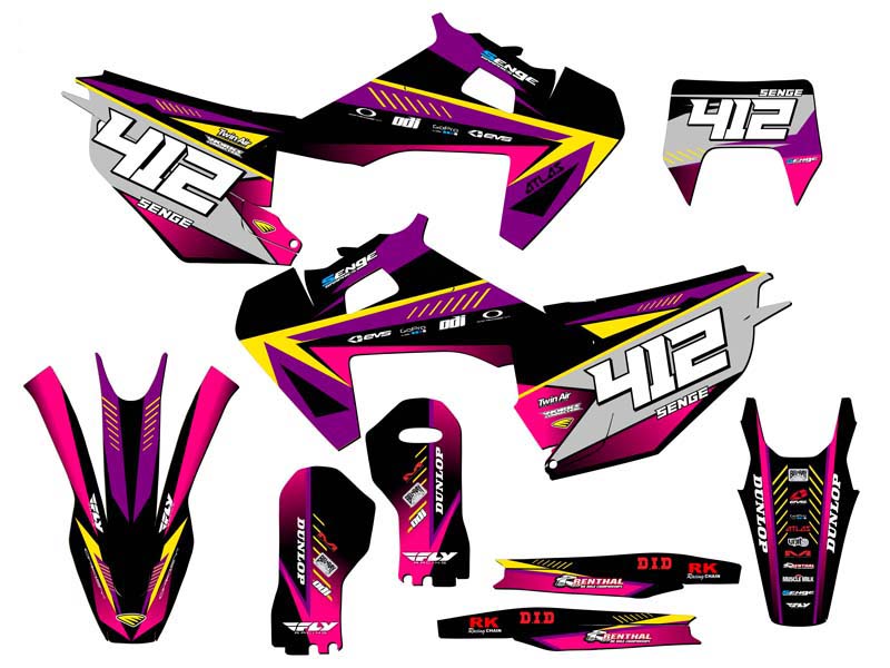 Kit de gráficos FE SURGE 2020-2023 púrpura Senge compatible con Husqvarna - Imagen 8 de 10