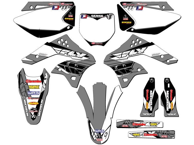 2006-2008 KX 250 F 13 FLY Grey Senge Graphics Kit Compatible with Kawasaki - Imagen 5 de 10