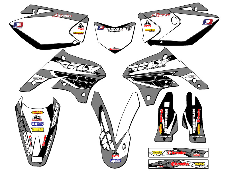 Kit de gráficos KLX 450 13 FLY 2008-2018 gris Senge compatible con Kawasaki - Imagen 5 de 10