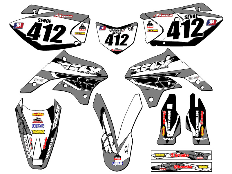 Kit de gráficos KLX 450 13 FLY 2008-2018 gris Senge compatible con Kawasaki - Imagen 8 de 10