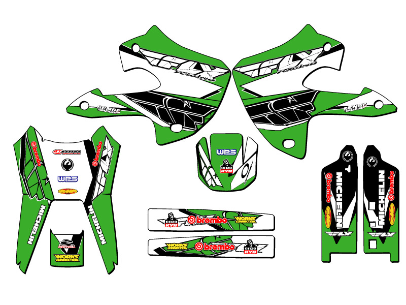 Kit de gráficos KLX 300 13 FLY 1997-2008 verde Senge compatible con Kawasaki - Imagen 2 de 10