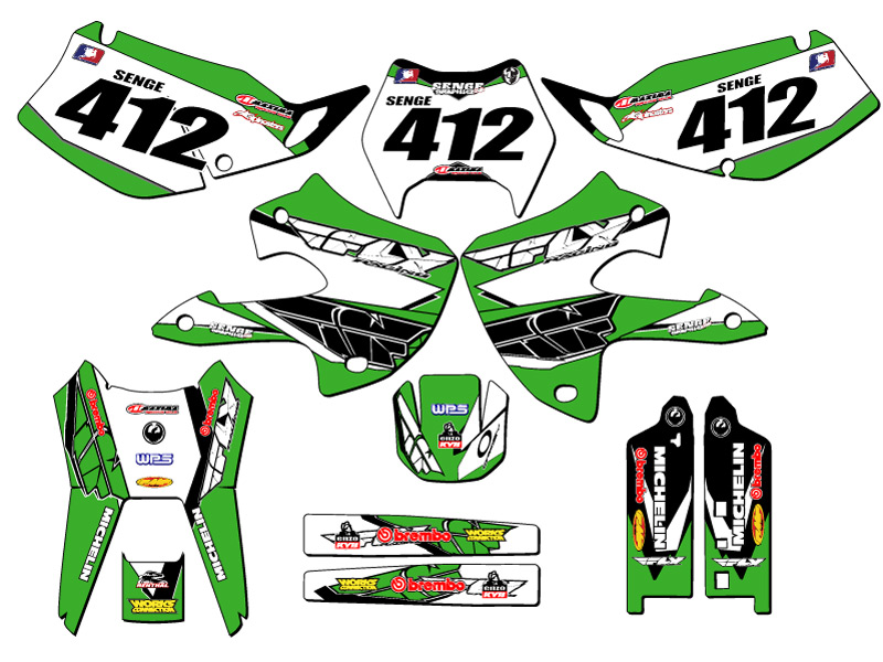 Kit de gráficos KLX 300 13 FLY 1997-2008 verde Senge compatible con Kawasaki - Imagen 8 de 10