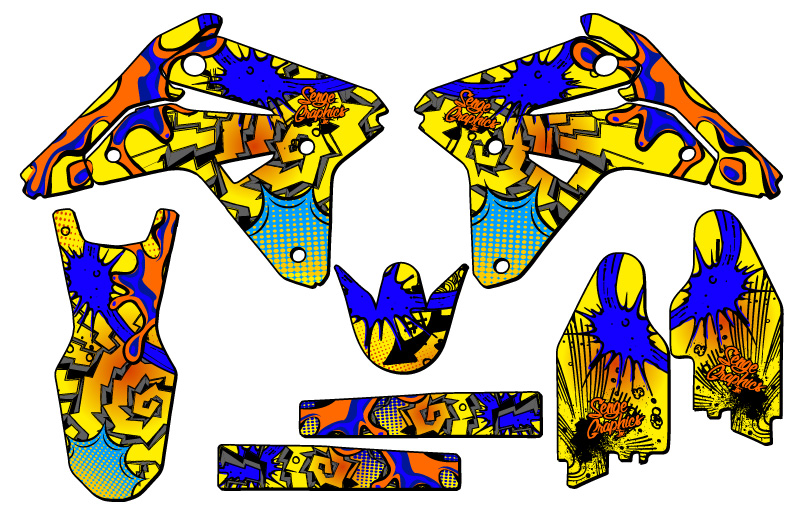 RMZ 450 ZANY 2007 kit de gráficos amarillo Senge compatible con Suzuki - Imagen 2 de 10