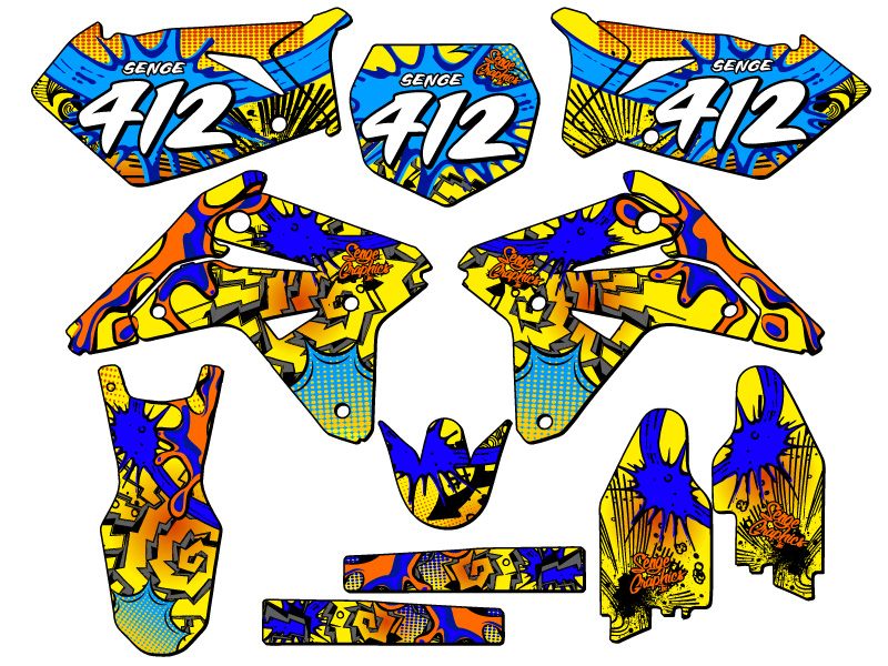 RMZ 450 ZANY 2007 kit de gráficos amarillo Senge compatible con Suzuki - Imagen 8 de 10
