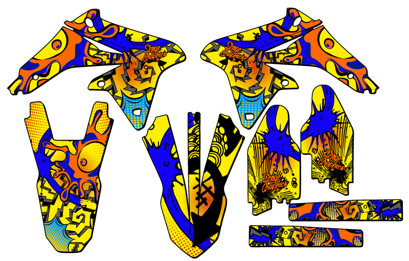 2008-2017 RMZ 450 ZANY Yellow Senge Graphics Kit Compatible with Suzuki - Picture 2 of 10