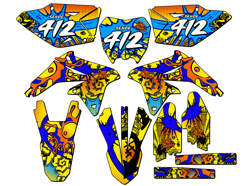 2008-2017 RMZ 450 ZANY Yellow Senge Graphics Kit Compatible with Suzuki - Picture 8 of 10