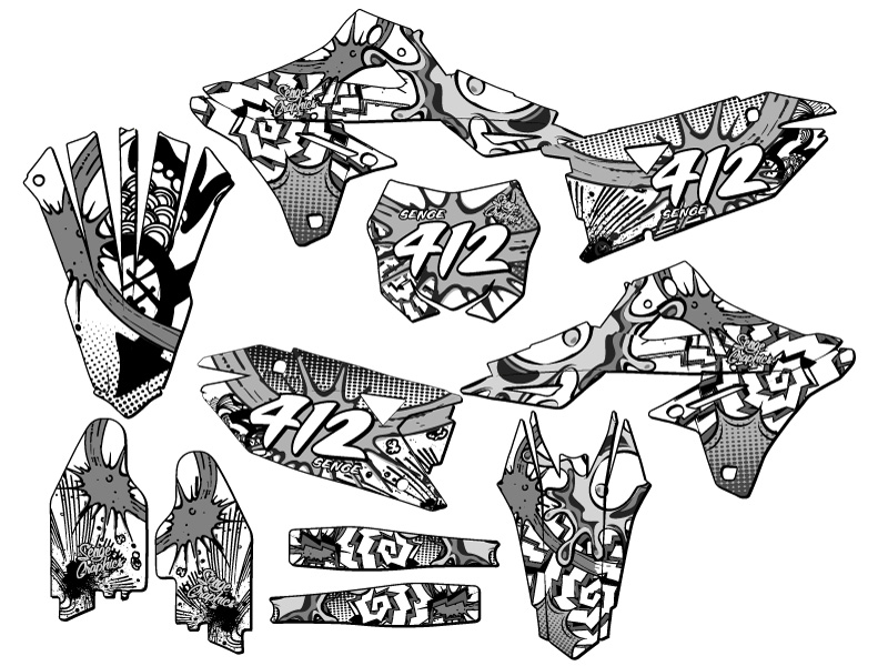 2018-2023 RMZ 450 ZANY White Senge Graphics Kit Compatible with Suzuki - Picture 8 of 10