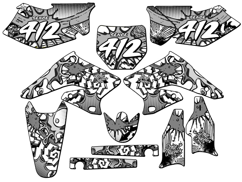 2004-2006 RMZ 250 ZANY White Senge Graphics Kit Compatible with Suzuki - Picture 8 of 10