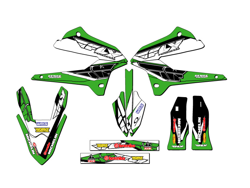 2008-2020 KLX 250 13 FLY Green Senge Graphics Kit Compatible with Kawasaki - Picture 2 of 10