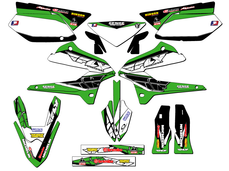 2008-2020 KLX 250 13 FLY Green Senge Graphics Kit Compatible with Kawasaki - Picture 5 of 10