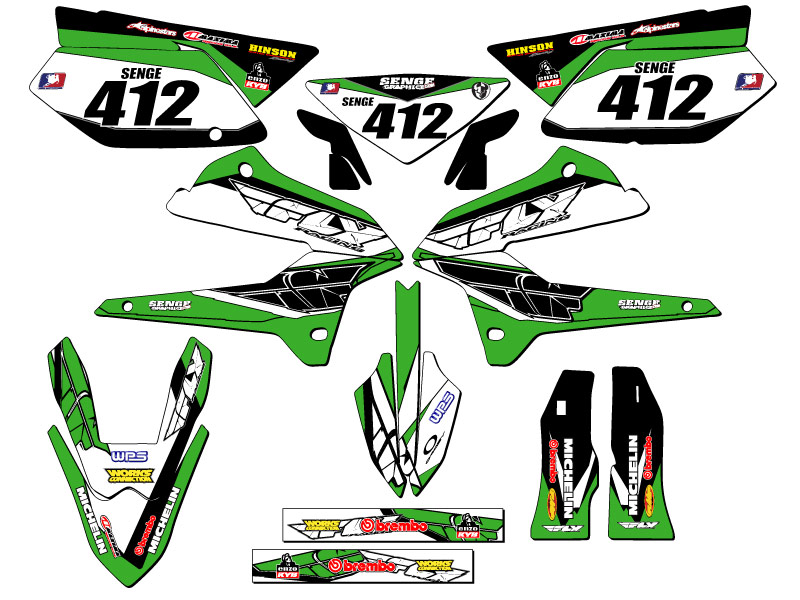 2008-2020 KLX 250 13 FLY Green Senge Graphics Kit Compatible with Kawasaki - Picture 8 of 10