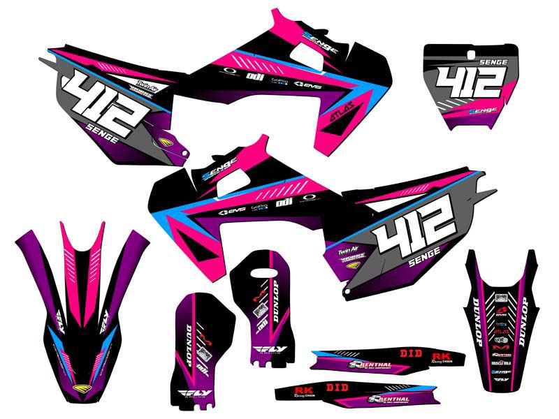 Kit de gráficos TC SURGE 2019-2022 rosa Senge compatible con Husqvarna - Imagen 8 de 10