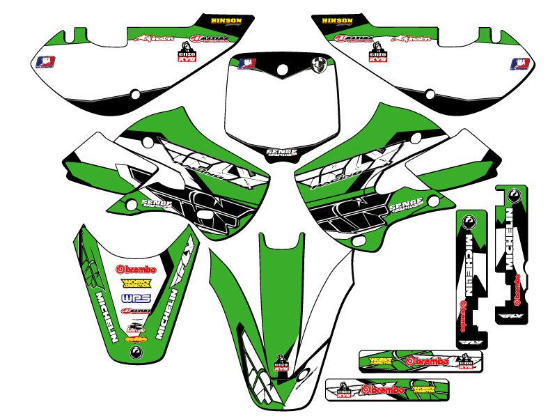 KLX 110 2002-2009 13 FLY Green Senge kit de gráficos compatible con Kawasaki - Imagen 5 de 10