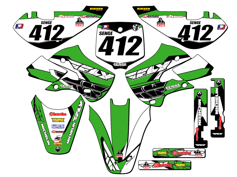 KLX 110 2002-2009 13 FLY Green Senge kit de gráficos compatible con Kawasaki - Imagen 8 de 10