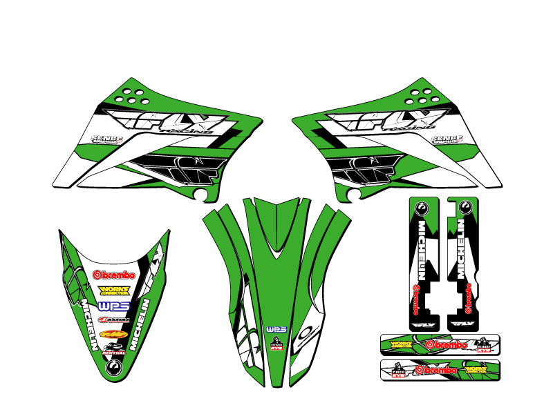 2010-2023 KLX 110 13 FLY Green Senge Graphics Kit Compatible with Kawasaki - Picture 2 of 10